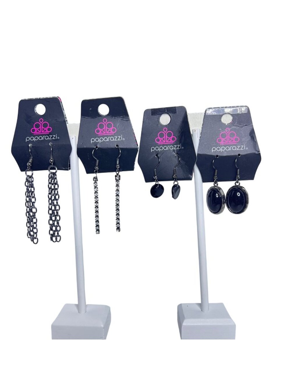 Lot of 4 Paparazzi Gun Metal Gray Tone Pierced Dangle Earrings (6438)